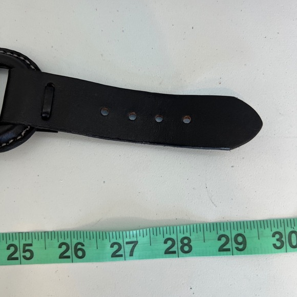 Unbranded Black Canvas Leather Wide Waist Belt Silver Concho Western Boho 29.5in - Picture 13 of 13